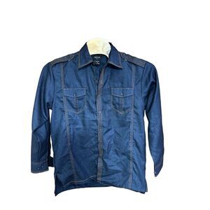 Pardazzio Medium (M) Long Sleeve Dark Denim Button Shirt